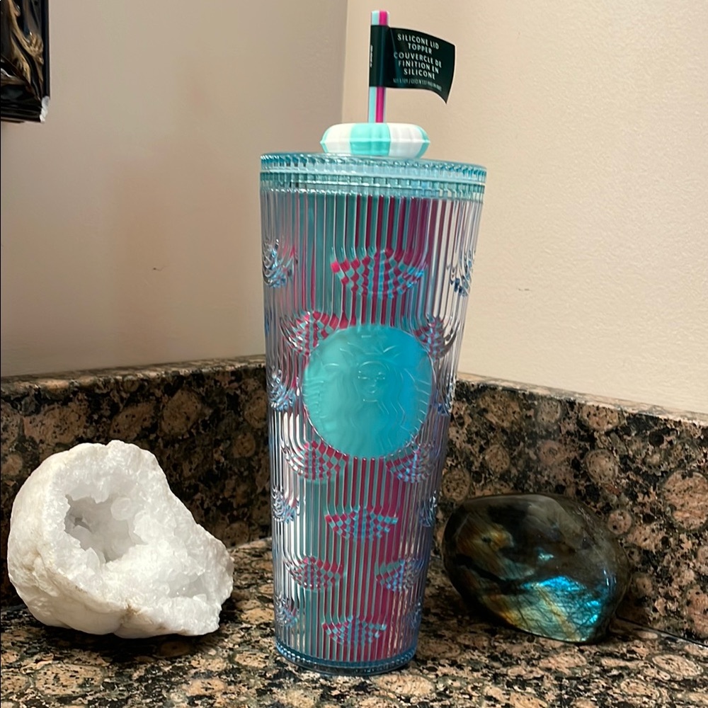 Starbucks 2025 Summer Siren Scale Venti Cold Tumbler w/Silicone Lid Topper NWT